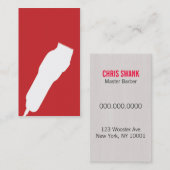せん断理容師か美容師の名刺(赤い) 名刺 (正面/裏面)