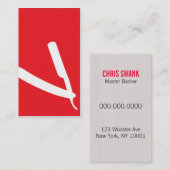 せん断理容師か美容師の名刺(赤い) 名刺 (正面/裏面)