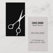 せん断理容師か美容師の名刺(黒) 名刺 (正面/裏面)