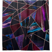 ぜいたくなバラ金ゴールド液絵を描大理石ジオメトリ シャワーカーテン (正面)