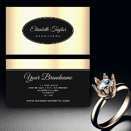 ぜいたくな金ゴールド効果エレガントブラックサークルフレーム 名刺