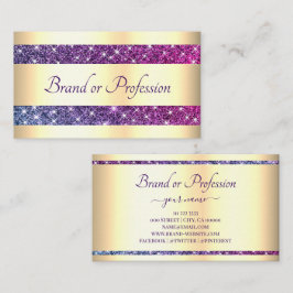 ぜいたくな金ゴールド効果パープルグリッター輝き 名刺