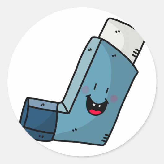 ぜんそく吸入器ハッピーアニメ ラウンドシール (正面)