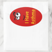 ぜんそく注意子どもシール 楕円形シール (バッグ)