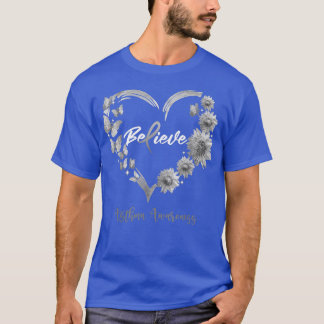 ぜんそく認識度ハートバタフライサンフラワー Tシャツ