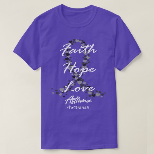 ぜんそく認識度信仰希望ラブホープ治療への希望 Tシャツ (デザイン正面)