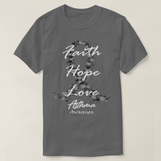ぜんそく認識度信仰希望ラブホープ治療への希望 Tシャツ (デザイン正面)