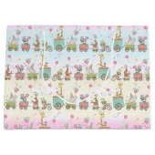 そうかわいいベビーの動物のサーカスの列車くま象 ラージペーパーバッグ (正面)