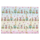 そうかわいいベビーの動物のサーカスの列車くま象 ラージペーパーバッグ (裏面)