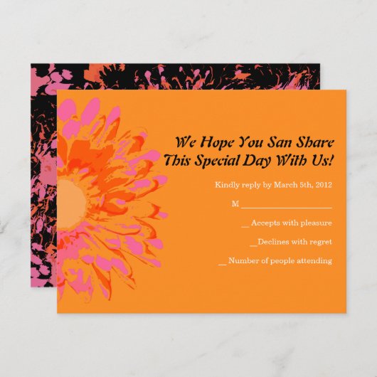 そうかわいらし春フラワーバルミツワー返信カード 出欠カード (正面/裏面)