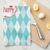 "そうさくらんぼ"レトロティータオル。 キッチンタオル (四つ折り)