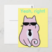 そうだ!-カッコいいピンク猫はがき ポストカード (正面/裏面)