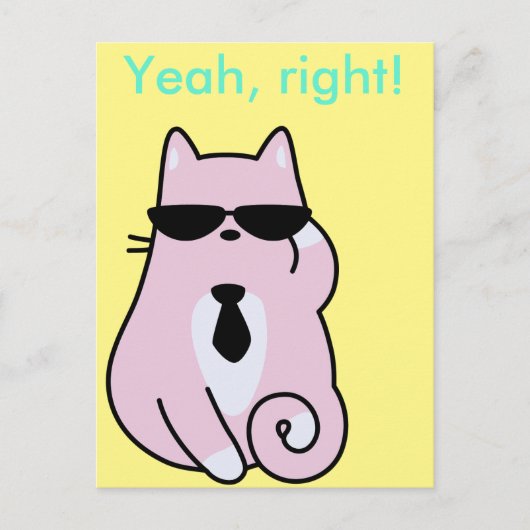 そうだ!-カッコいいピンク猫はがき ポストカード (正面)