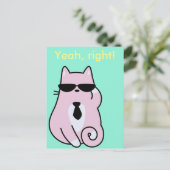 そうだ！-カッコいいピンク猫はがき ポストカード (スタンド正面)