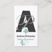 そうはっきりした! モノグラムのティール（緑がかった色）の青い花柄は上がりました 名刺 (正面)