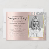 そうエレガントバラ金ゴールド生命の写真お祝い 招待状 (正面)