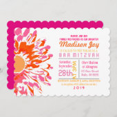 そうデイジーのバルミツワーのかわいらしい招待状 招待状 (正面/裏面)