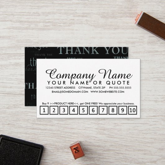 そう多数はあなたのロイヤリティ(パンチカード)のために感謝していしていますyous ロイヤリティカード (正面/裏面インサイチュ)