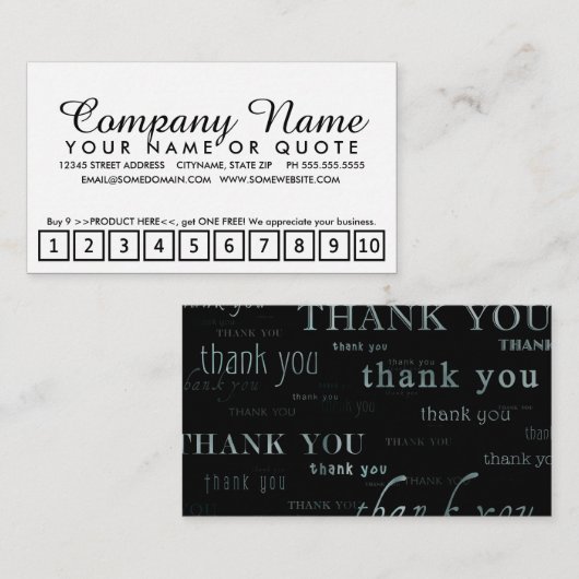 そう多数はあなたのロイヤリティ(パンチカード)のために感謝していしていますyous ロイヤリティカード (正面/裏面)