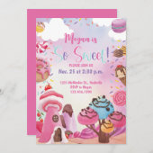 そう甘いキャンディ誕生日甘い1つの2つの甘い 招待状 (正面/裏面)