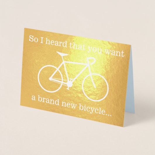 "そう私は真新しい自転車が… "ほしいと思うことを聞きました 箔カード (正面)
