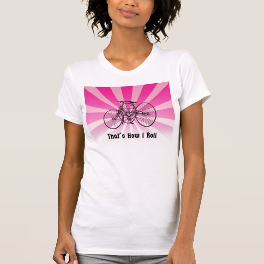そう私は転がヴィンテージ三輪車Tシャツピンク Tシャツ (正面)