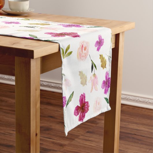 そう美しい水彩画の花柄 ショートテーブルランナー (インサイチュ)