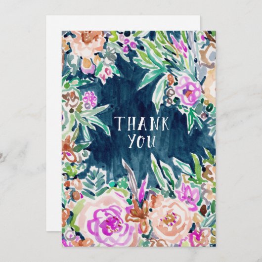 そう豊富でカラフルな花柄は平らなカード感謝していしています サンキューカード (正面/裏面)