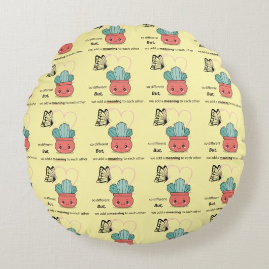 そう違う、完璧な一緒に – かわいいカップル ラウンドクッション (正面)