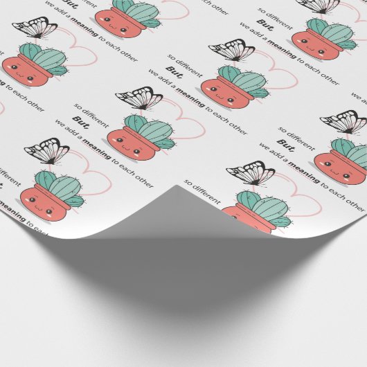 そう違う、完璧な一緒に – かわいいカップル ラッピングペーパー (角)