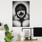 そう、おもしろい笑っている人 | AI Art ポスター (ホームオフィス)