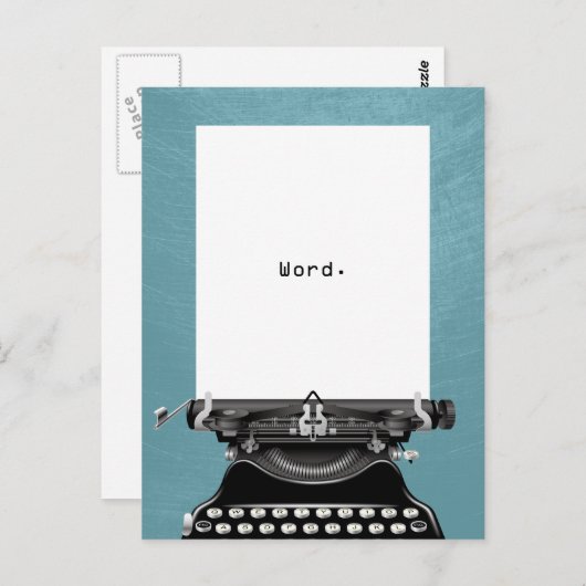 「そう。」 ヴィンテージタイプライターターコイズ ポストカード (正面/裏面)