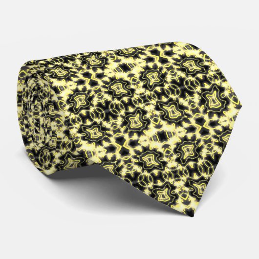 そこつるにネオングローサイン黒と黄色のアート ネクタイ (ロール)