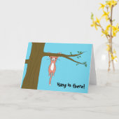 そこにマシュマロが付いている挨拶状のこつ猫 カード (黄色い花)