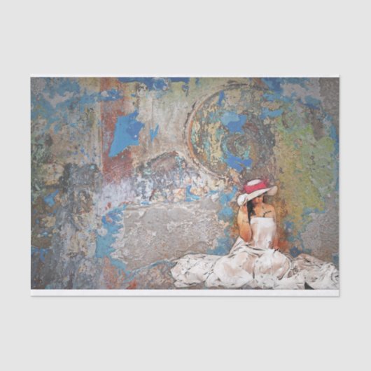 そこに彼女はデコパージュ組織を座っている 薄葉紙 (正面)