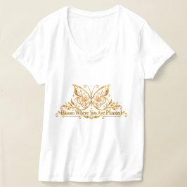 そこに植えられた場所で花開け ゴールドバタフライTシャツ Tシャツ