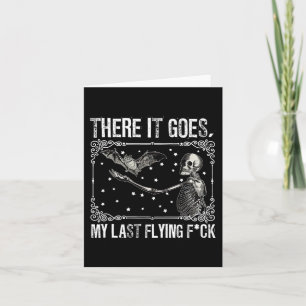 そこに行く、私の最後の飛んでいるクソスケルトン面白いハロウィン カード