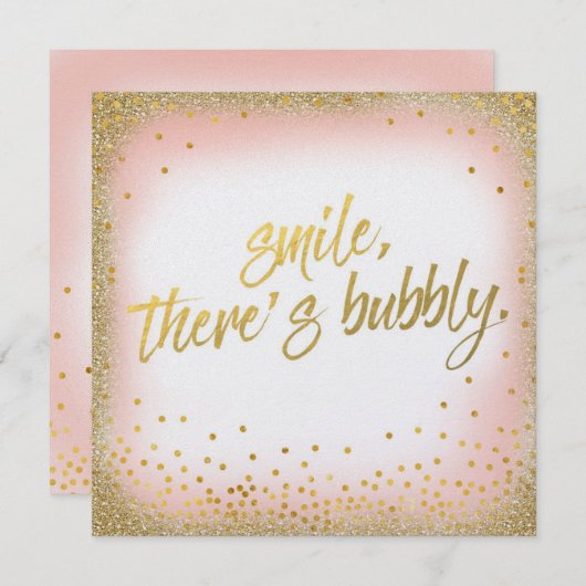 そこのモモの金ゴールドのスマイルは快活な招待状の真珠です 招待状 (正面/裏面)