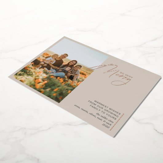 そこミニマル非常メリーベージュバラ金ゴールド 箔シーズンカード (回転した状態)