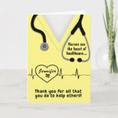 そしおもしろいてかわいいナースは医療のハート サンキューカード (正面)