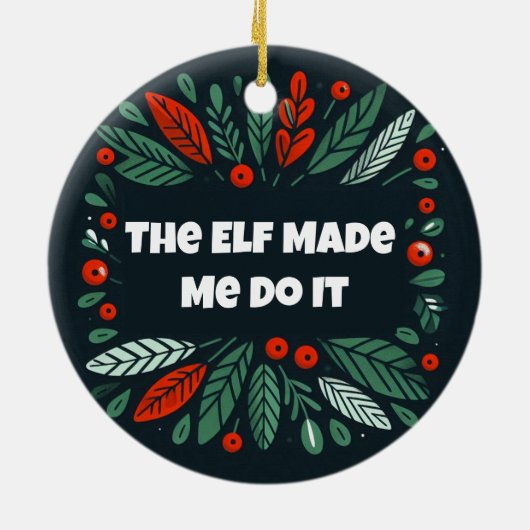 そしおもしろいてメリー、明るい小妖精や小人が私にそれをさせた セラミックオーナメント (裏面)