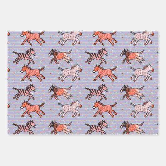 そしお洒落てスタイルよくはしゃぐ化されたシマウマ ラッピングペーパーシート (正面)