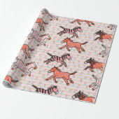 そしお洒落てスタイルよくはしゃぐ化されたシマウマ ラッピングペーパー (アンロールド)