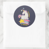 そしておもしろいかわいい漫画は私は一角獣にしたい ラウンドシール (バッグ)