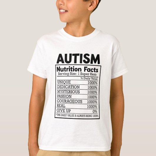 そしておもしろいかわいい自閉症の栄養事実 Tシャツ (正面)