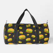 そしておもしろいクールおいしいバーガーパターンのダークグレー ダッフルバッグ (裏面)