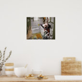 そしておもしろいバスルームの可愛い犬 ポスター (キッチン)