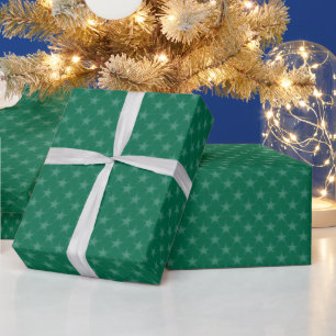 そしておもしろいモダングリーンスタークリスマス ラッピングペーパー