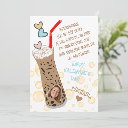 そしておもしろい可愛いグリーティングカードあなたは私のBoba シーズンカード (スタンド正面)