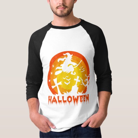 そしておもしろい怖いハロウィーンの魔女の衣装 Tシャツ (正面)